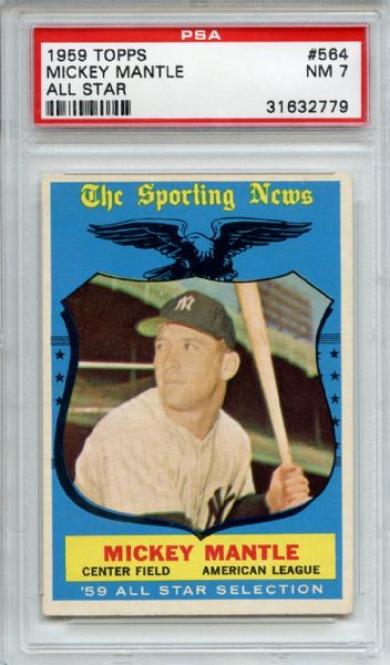 1959 Topps 564 Mickey Mantle All Star PSA NM 7