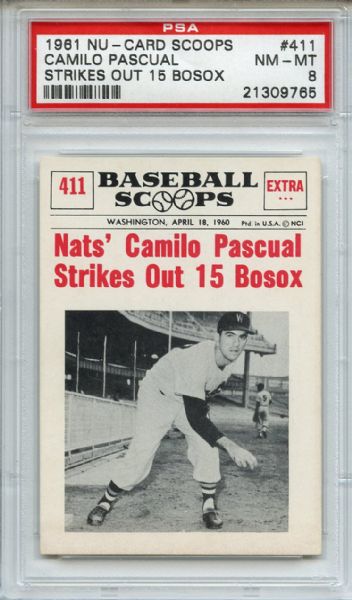 1961 Nu Card Scoops 411 Camilo Pascual PSA NM-MT 8