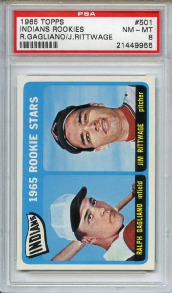 1965 Topps 501 Cleveland Indians Rookies PSA NM-MT 8