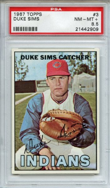 1967 Topps 3 Duke Sims PSA NM-MT+ 8.5