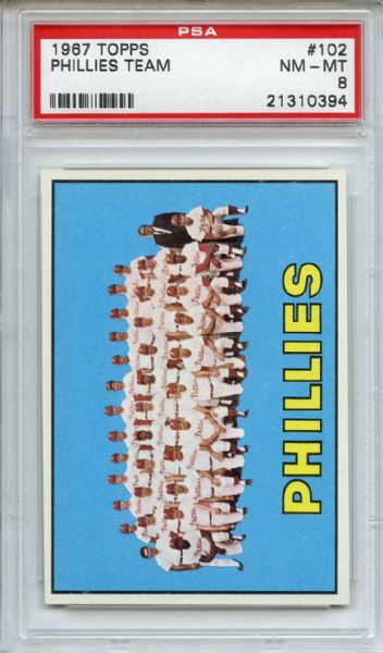 1967 Topps 102 Philadelphia Phillies Team PSA NM-MT 8
