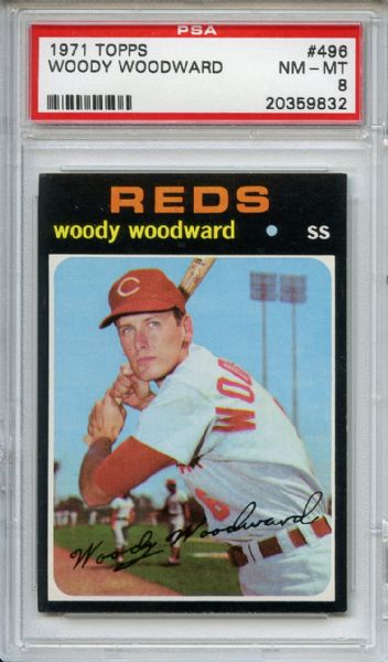 1971 Topps 496 Woody Woodward PSA NM-MT 8