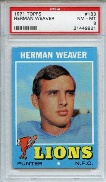 1971 Topps 183 Herman Weaver PSA NM-MT 8