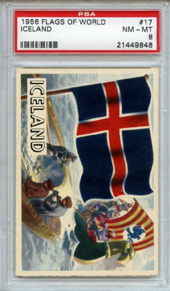1956 Topps Flags of the World 17 Iceland PSA NM-MT 8