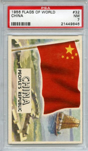 1956 Topps Flags of the World 32 China Peoples Rupublic PSA NM 7
