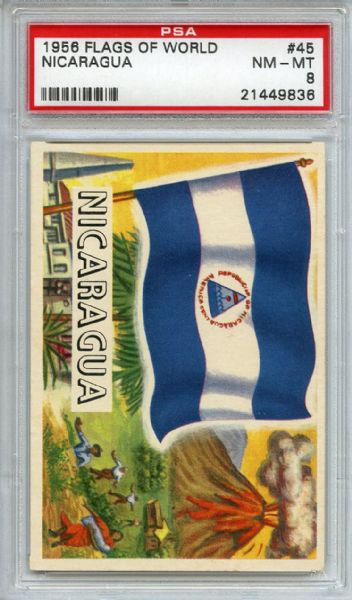 1956 Topps Flags of the World 45 Nicaragua PSA NM-MT 8