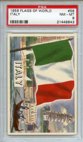1956 Topps Flags of the World 58 Italy PSA NM-MT 8
