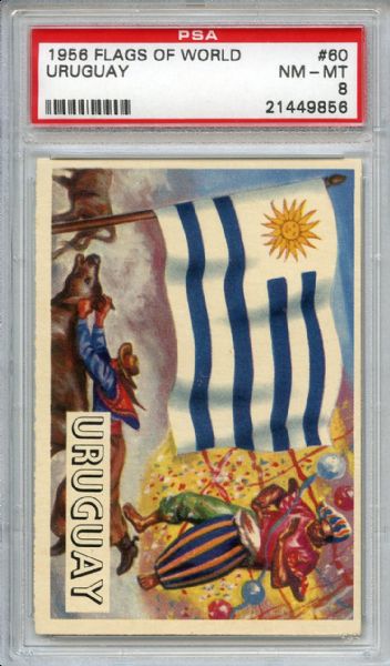 1956 Topps Flags of the World 60 Uruguay PSA NM-MT 8