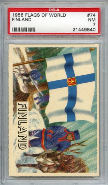 1956 Topps Flags of the World 74 Finland PSA NM 7