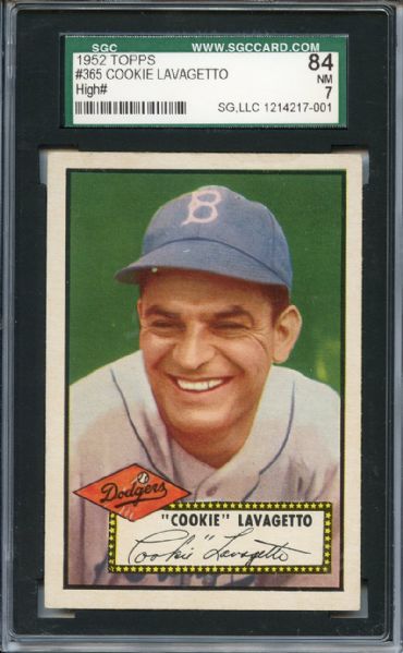 1952 Topps 365 Cookie Lavagetto RC SGC NM 84 / 7