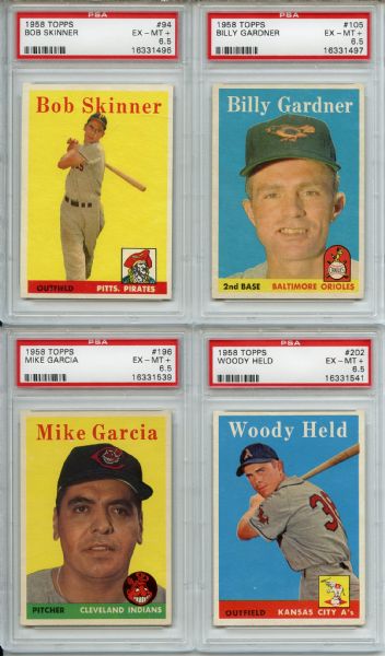 (6) 1958 Topps Baseball Lot All Graded PSA EX-MT+ 6.5