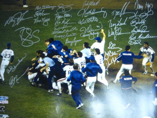 1986 Mets World Series Champions Signed Team Signed 16 x 20 Photograph JSA LOA
