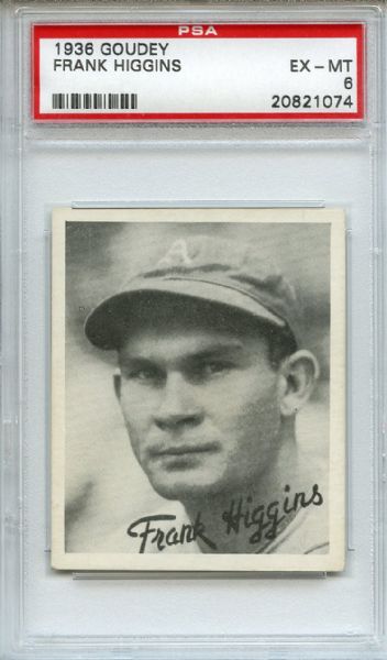 1936 Goudey Frank Higgins PSA EX-MT 6