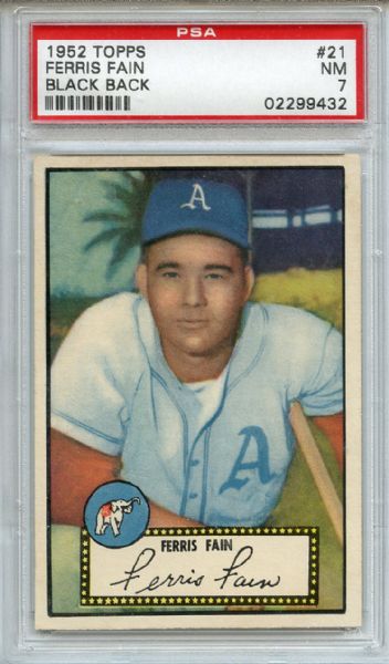 1952 Topps 21 Ferris Fain Black Back PSA NM 7