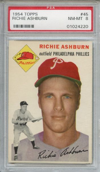 1954 Topps 45 Richie Ashburn PSA NM-MT 8