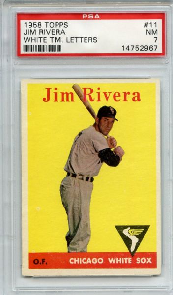 1958 Topps 11 Jim Rivera PSA NM 7