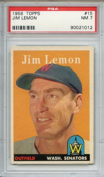 1958 Topps 15 Jim Lemon PSA NM 7