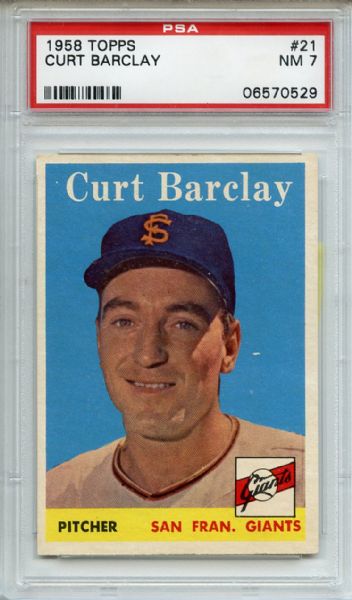 1958 Topps 21 Curt Barclay PSA NM 7