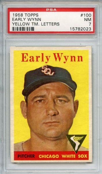 1958 Topps 100 Early Wynn Yellow Letters PSA NM 7