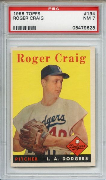 1958 Topps 194 Roger Craig PSA NM 7