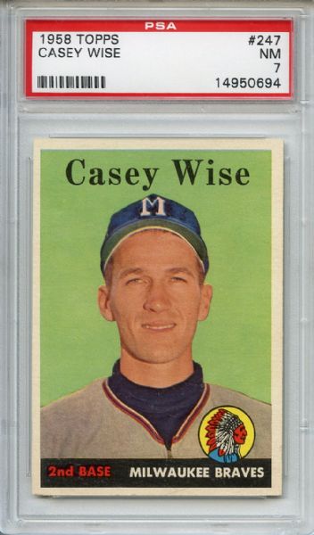 1958 Topps 247 Casey Wise PSA NM 7
