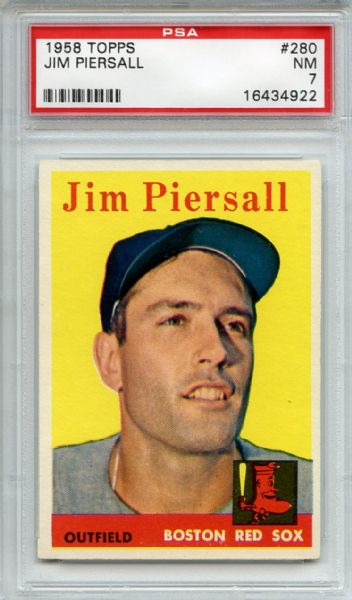 1958 Topps 280 Jim Piersall PSA NM 7