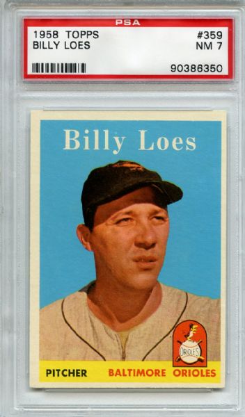 1958 Topps 359 Billy Loes PSA NM 7