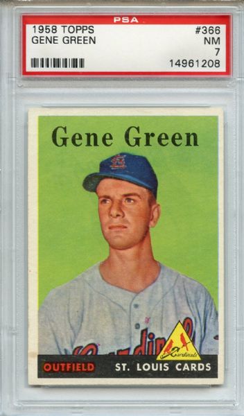 1958 Topps 366 Gene Green PSA NM 7