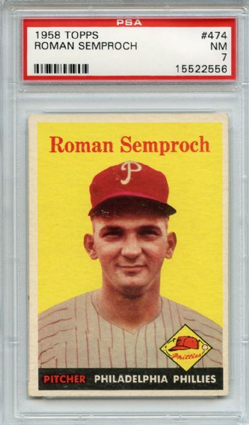 1958 Topps 474 Roman Semproch PSA NM 7