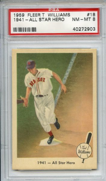 1959 Fleer Ted Williams 18 1941 All Star Hero PSA NM-MT 8