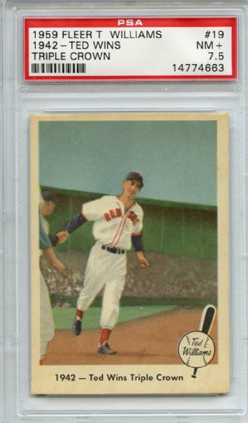 1959 Fleer Ted Williams 19 Wins Triple Crown PSA NM+ 7.5