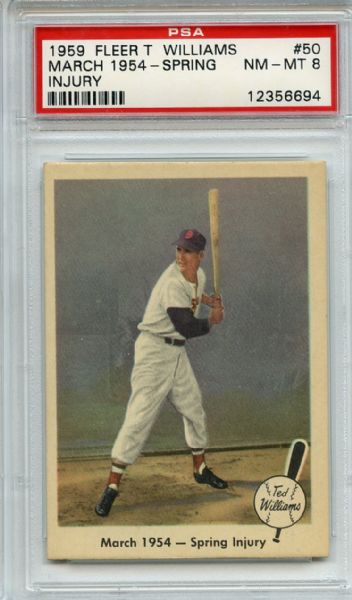 1959 Fleer Ted Williams 50 Spring Injury PSA NM-MT 8