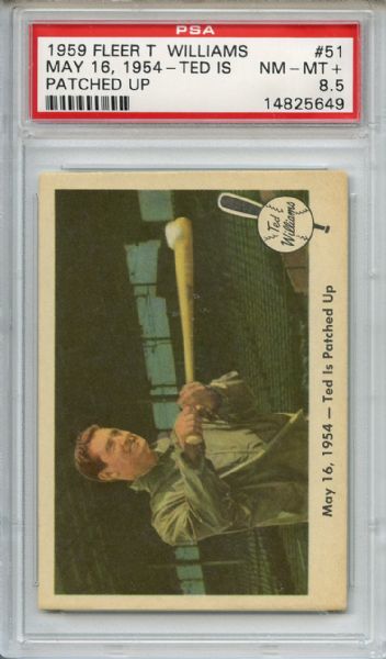 1959 Fleer Ted Williams 51 Is Patched Up PSA NM-MT+ 8.5