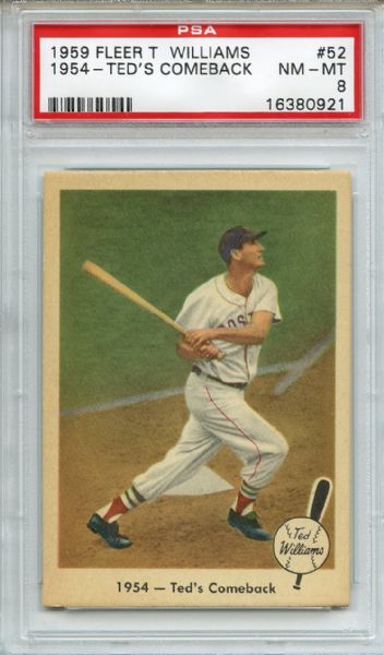 1959 Fleer Ted Williams 52 Comeback PSA NM-MT 8