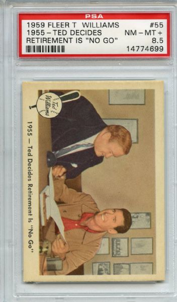 1959 Fleer Ted Williams 55 Decides Retirement is a No Go PSA NM-MT+ 8.5