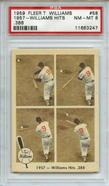 1959 Fleer Ted Williams 58 Hits .388 PSA NM-MT 8