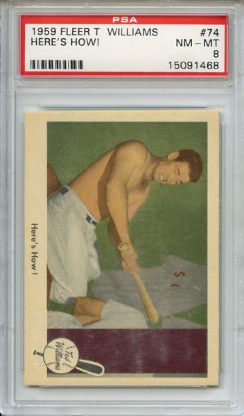 1959 Fleer Ted Williams 74 Here's How! PSA NM-MT 8