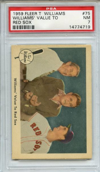 1959 Fleer Ted Williams 75 Williams' Value to the Red Sox PSA NM 7