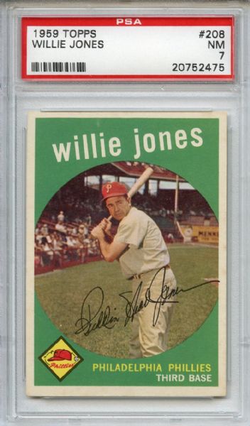 1959 Topps 208 Willie Jones PSA NM 7