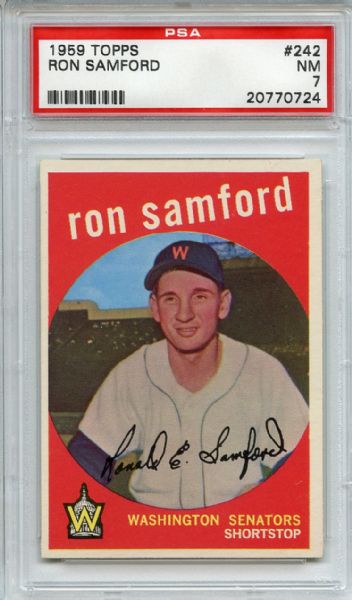 1959 Topps 242 Ron Samford PSA NM 7