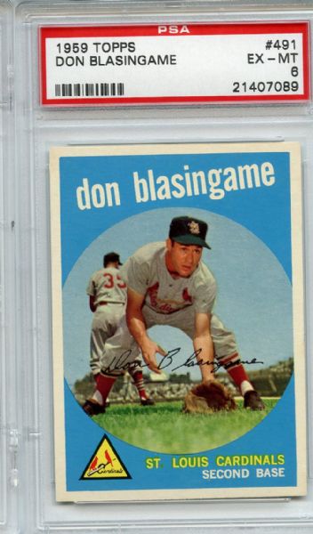 1959 Topps 491 Don Blasingame PSA EX-MT 6