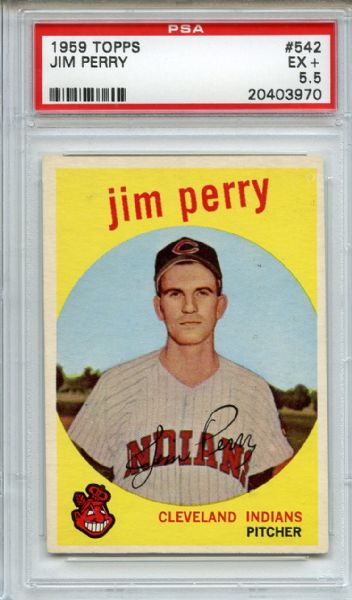 1959 Topps 542 Jim Perry RC PSA EX+ 5.5