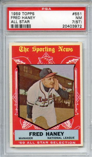 1959 Topps 551 Fred Haney All Star PSA NM 7 (ST)