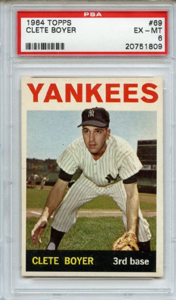 1964 Topps 69 Clete Boyer PSA EX-MT 6