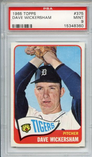 1965 Topps 375 Dave Wickersham PSA MINT 9