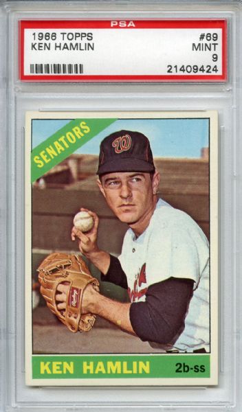 1966 Topps 69 Ken Hamlin PSA MINT 9