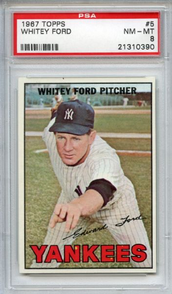 1967 Topps 5 Whitey Ford PSA NM-MT 8