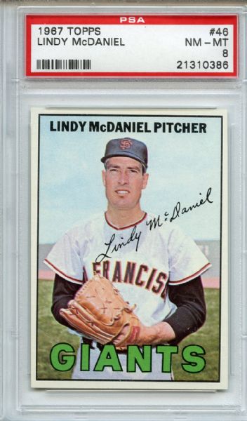 1967 Topps 46 Lindy McDaniel PSA NM-MT 8