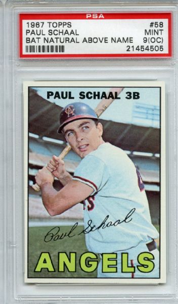 1967 Topps 58 Paul Schaal PSA MINT 9 (OC)