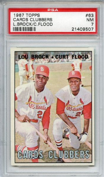 1967 Topps 63 Cards Clubbers Lou Brock Curt Flood PSA NM 7